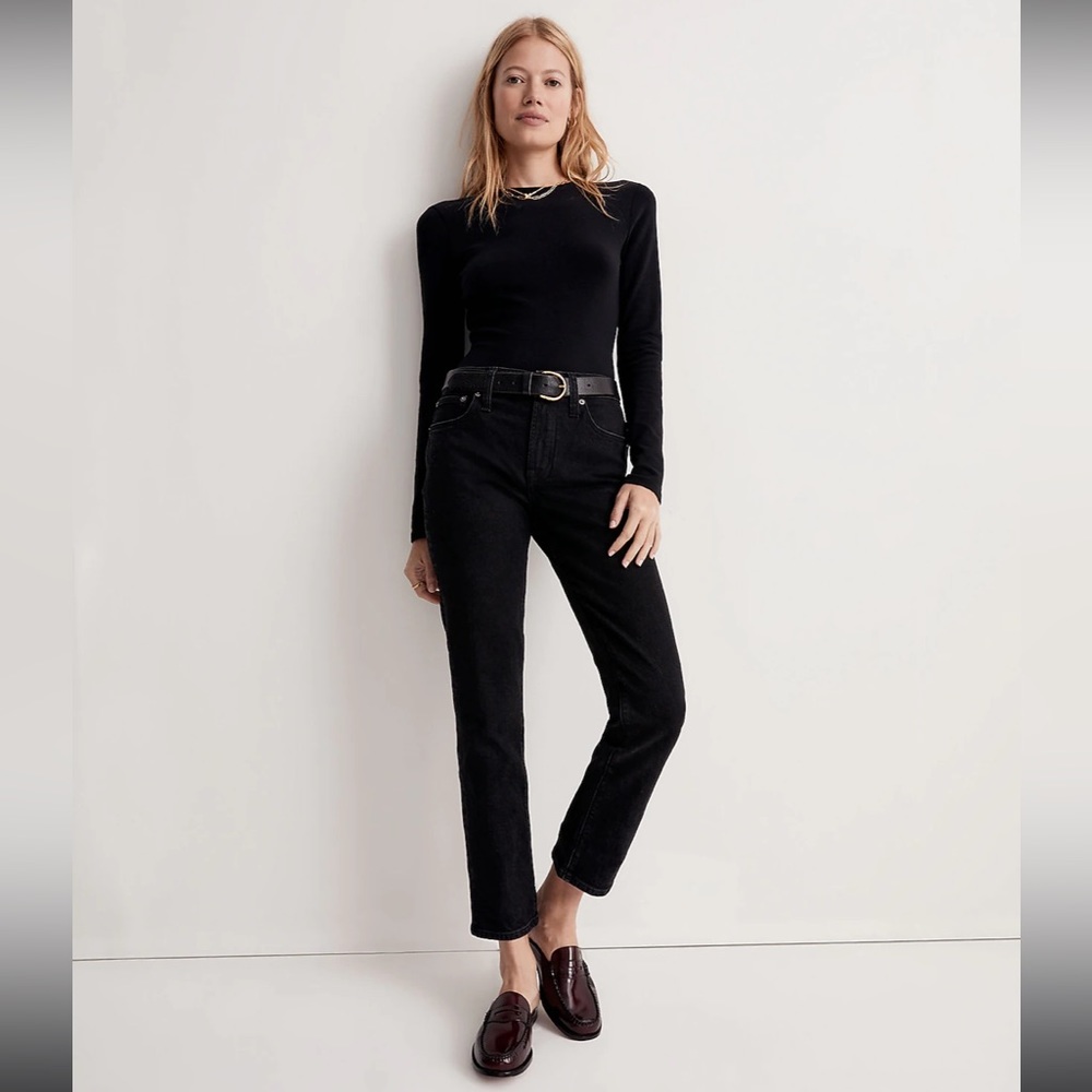 Madewell The Mid-Rise Perfect Vintage Jeans In Clean Black Wash Size 25